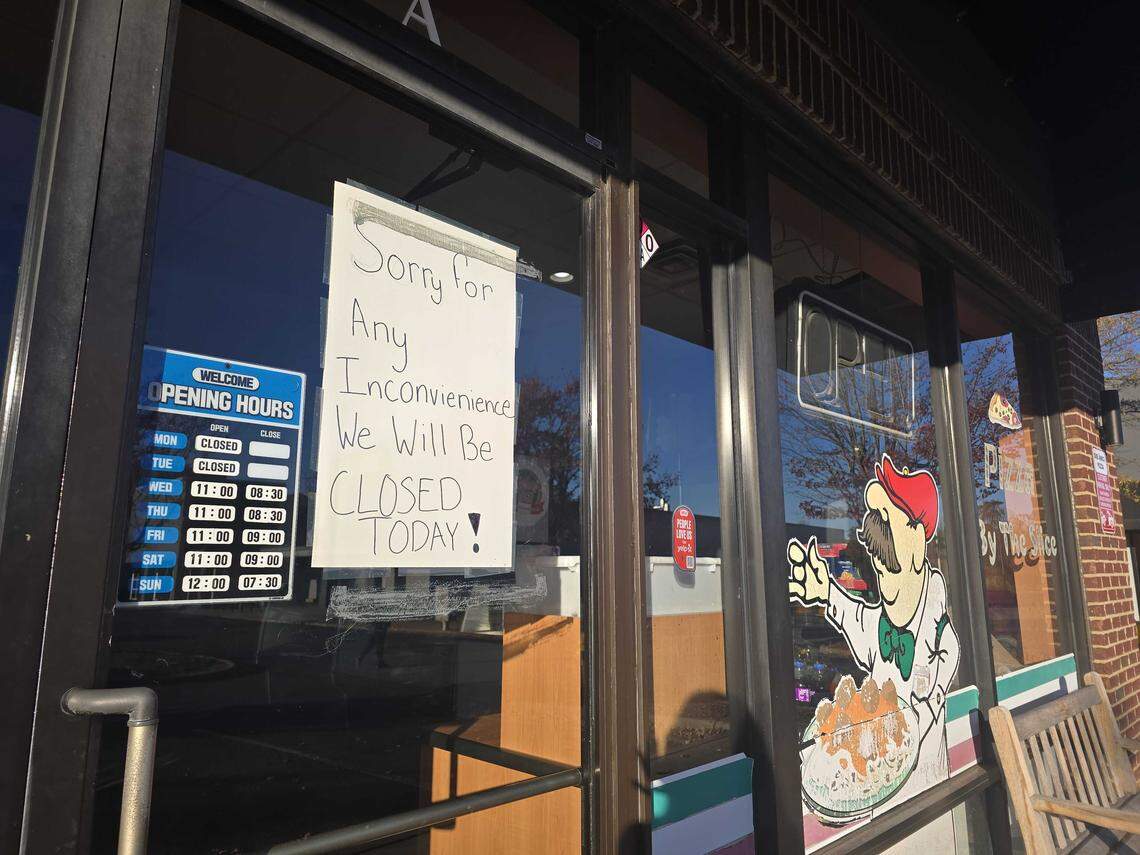 “Sorry for any inconvenience. We will be closed today!” stated a sign posted at Due Amici in Charlotte on Sunday, Nov. 16.