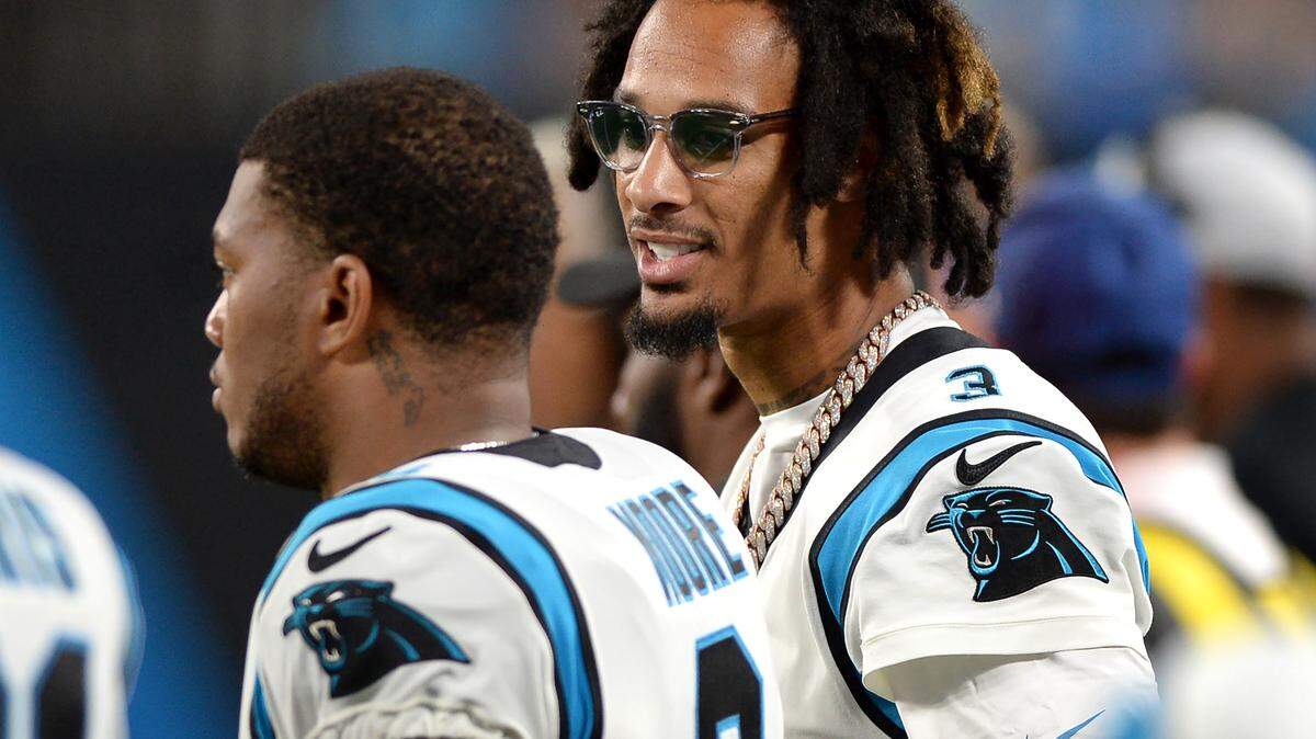 Carolina Panthers wide receivers DJ Moore (left) and Robbie Anderson combined for just two catches for 16 yards in 10 total targets against New Orleans. They hope to have a more productive game against Arizona at 4:05 p.m. Sunday.