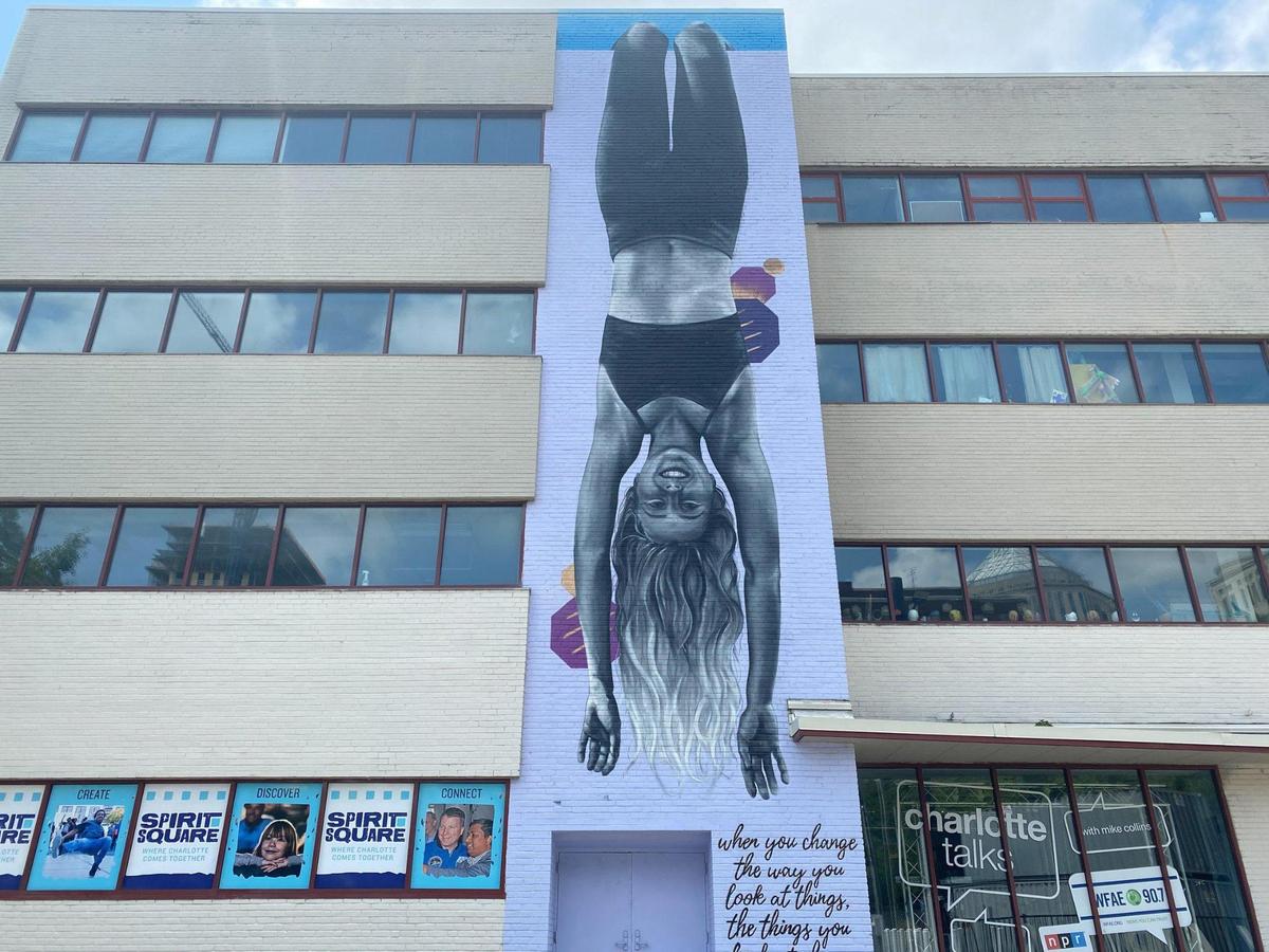 “Perspective” at 111 East 7th Street by Anne Duarte and Sydney Duarte with assistance from Nick Napoletano, 2019.