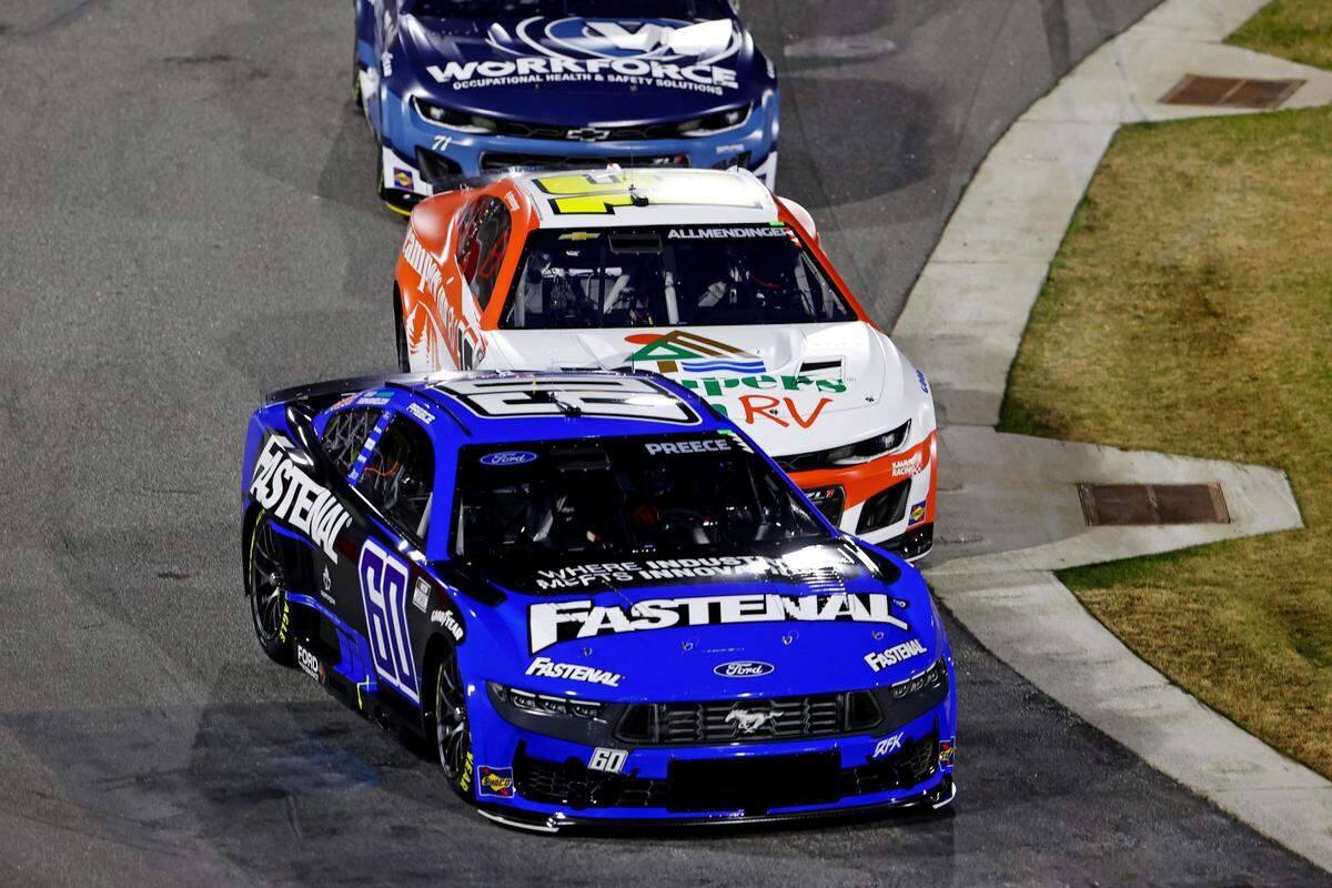 Feb 1, 2025; WInston-Salem, North Carolina, USA; NASCAR Cup Series driver Ryan Preece (60) during the heat races for the Clash at Bowman Gray at Bowman Gray Stadium.