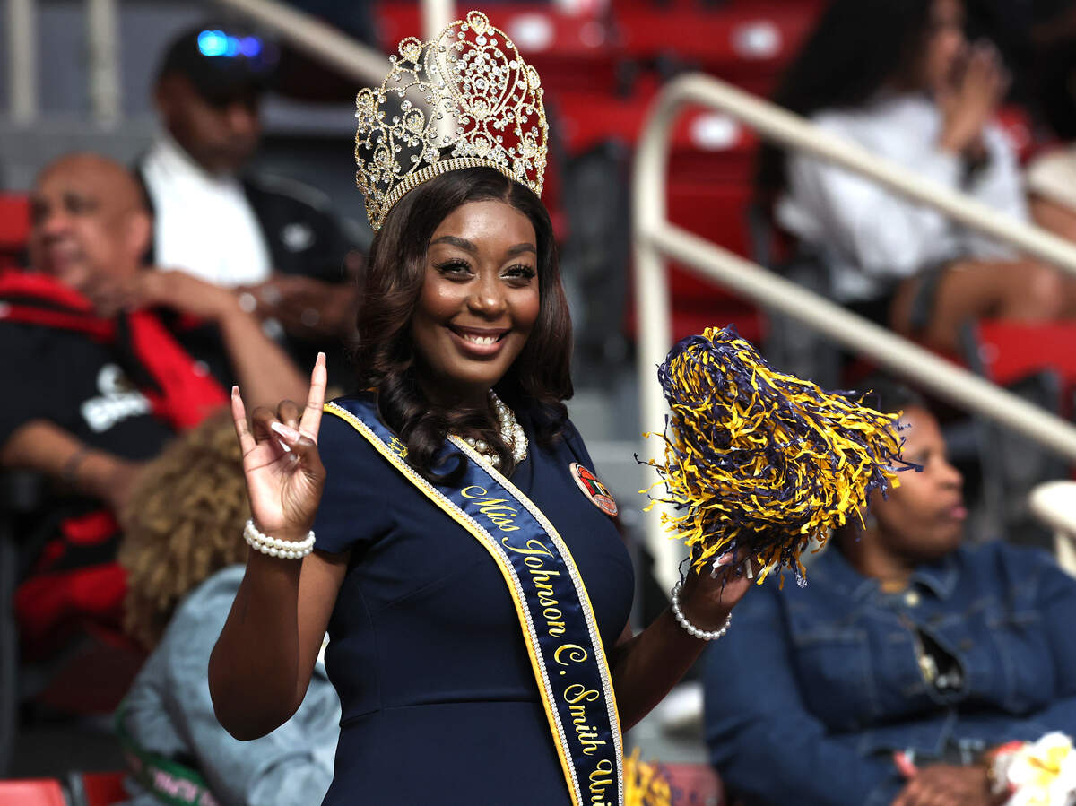 Miss Johnson C. Smith University Jessica McDonald is in attendance at the women’s JCSU vs Livingstone College game at Bojangles Coliseum in Charlotte, NC on Thursday, March 20, 2025. JCSU faced Livingstone College during first day action of the Black College Invitational Championship (BCIC). McDonald is a senior majoring in psychology.