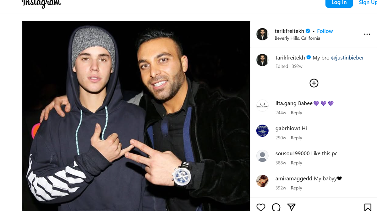 Pop star Justin Bieber, left, was one of many celebrities featured on the Tarik Freitekh’s Instagram page. The former Hollywood video director and his father, Charlotte restaurateur Izzat Freitekh, were convicted of defrauding the government out of more than $1 million in COVID loan funding.