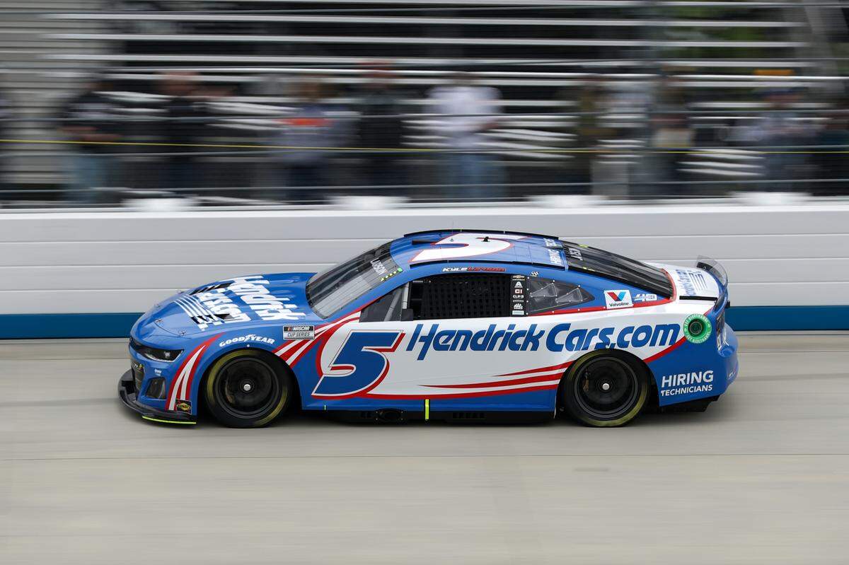 Apr 27, 2024; Dover, Delaware, USA; NASCAR Cup Series driver Kyle Larson (5) during practice and qualifying for the Wurth 400 at Dover Motor Speedway.