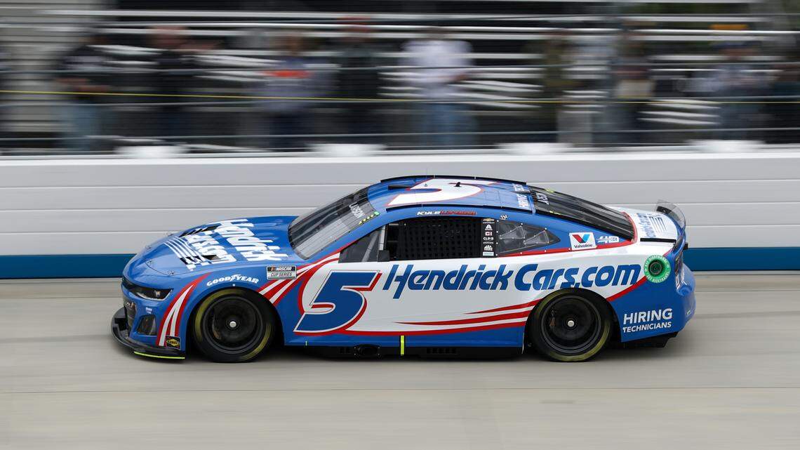 Apr 27, 2024; Dover, Delaware, USA; NASCAR Cup Series driver Kyle Larson (5) during practice and qualifying for the Wurth 400 at Dover Motor Speedway.