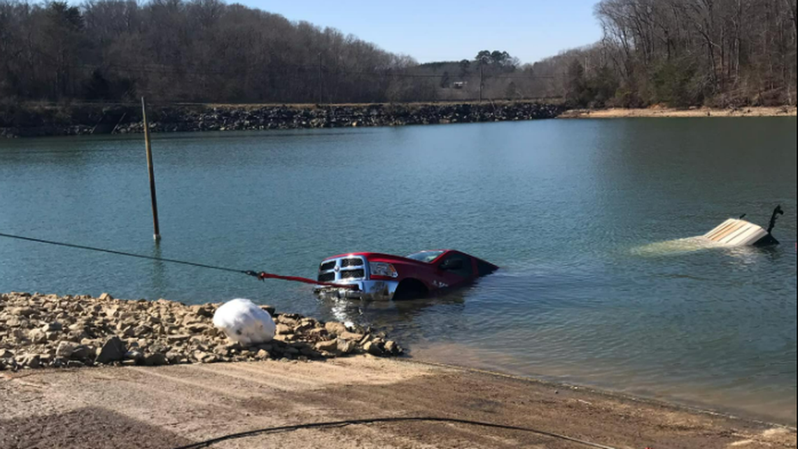 Fire officials report the angler was backing his boat and trailer down the boat ramp and came to a “a huge drop off.”