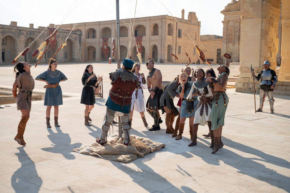 Madina and the other women taking part in the largest group date of the season in Malta with Joey.