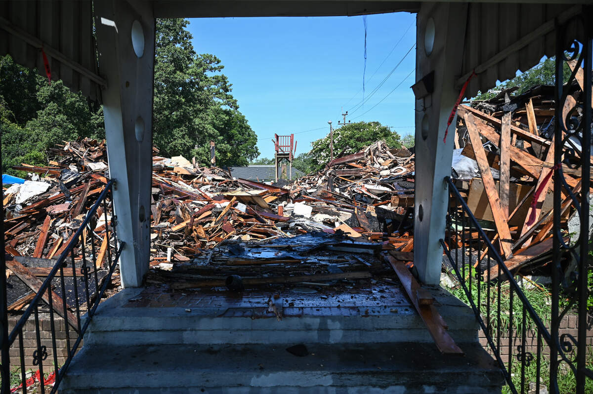 The Excelsior Club on Beatties Ford Road stands in ruins as demoliton nears completion in Charlotte on Thursday, July 16, 2026.