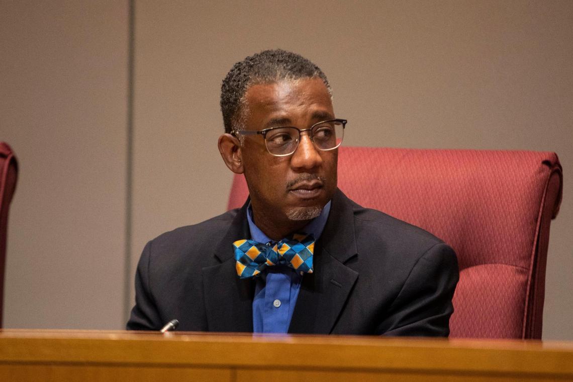 Commissioner Mark Jerrell, of District 4, sits at his seat during the commissioners meeting at the Charlotte-Mecklenburg Government Center Monday, Dec. 5 in Charlotte, NC.