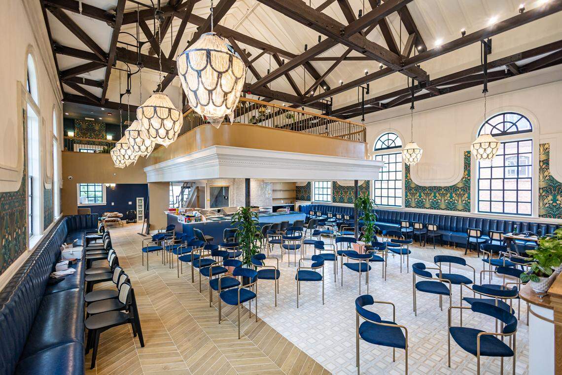 The main dining area at Leluia Hall, awaiting tables.