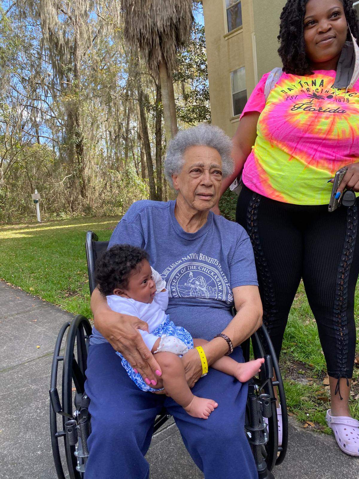 Days before Vanessa Mack was strangled by Charlotte serial killer Henry Wallace, she asked Barbara Rippy to raise her daughter, Natalia if anything happened to her. Rippy is shown on Mother’s Day 2021 with Natalia Little and Natalia’s 5-month-old daughter, Amora. Photo courtesy of Quintina Johnson.
