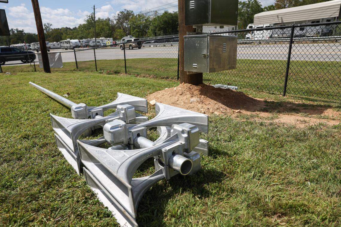 An alarm system is set to be raised at the fairgrounds in Clyde in Haywood County on Sept. 12. 