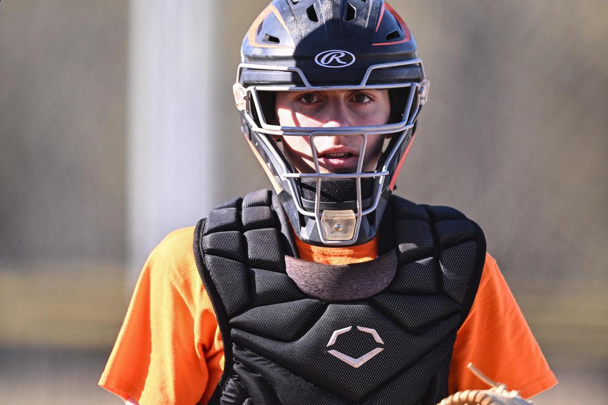 Ballantyne Ridge’s Milleer Johnson looks on during a high school baseball practice, Thursday, March 20, 2025, in Charlotte, N.C. (Charlotte Observer/Matt Kelley)