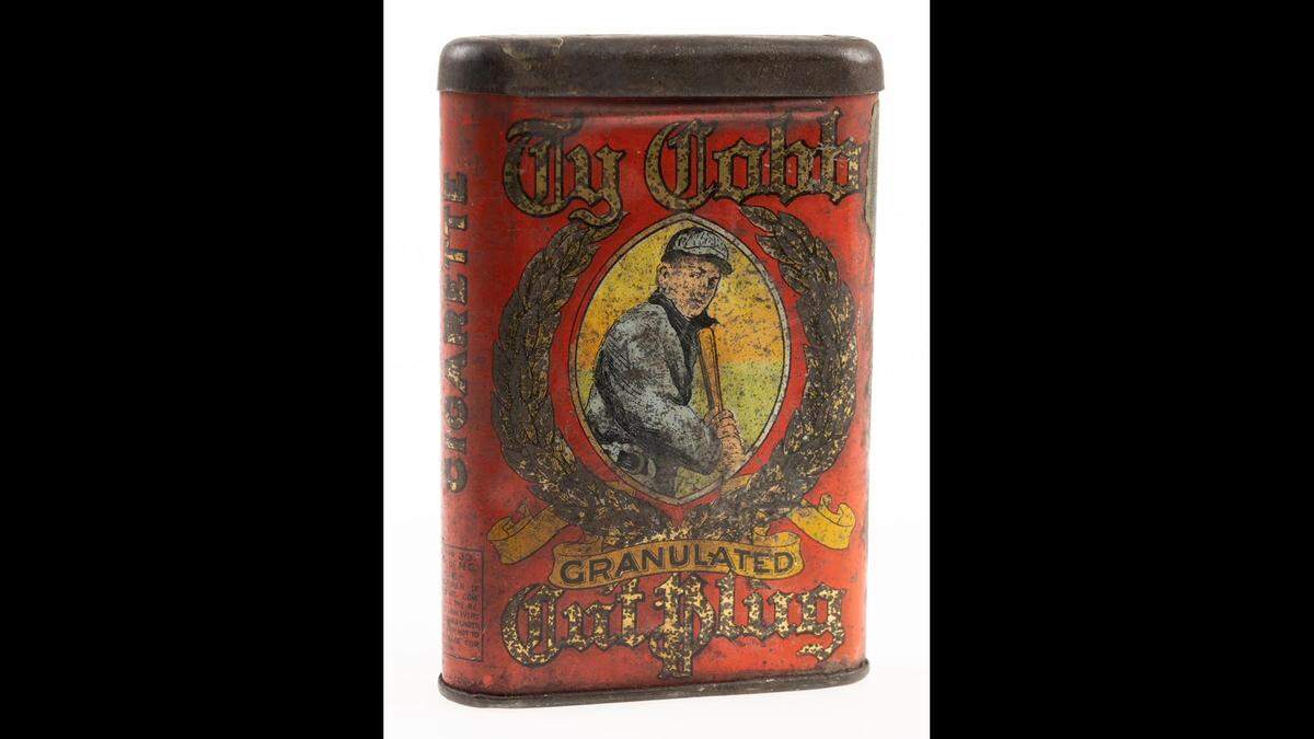 This 1910 Ty Cobb Tobacco tin sold in the summer auction by Robert Edward Auctions for $20,400.