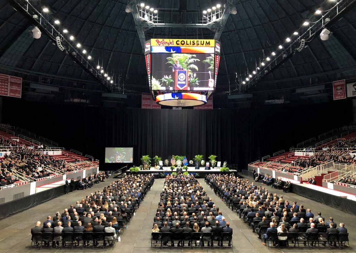 Hundreds gathered at Bojangles Coliseum on Monday, May 6, 2024 in Charlotte to honor the life of Deputy U.S. Marshal Thomas M. “Tommy” Weeks Jr., a husband and father of four from Mooresville.