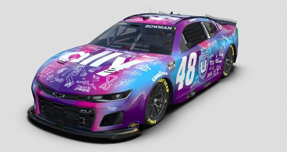 Alex Bowman’s No. 48 Hendrick Motorsports Chevrolet for the NASCAR Cup Series race at Homestead-Miami Speedway on Sunday, March 23, represents Unrivaled, the new 3-on-3 women’s basketball league headquartered in south Florida.