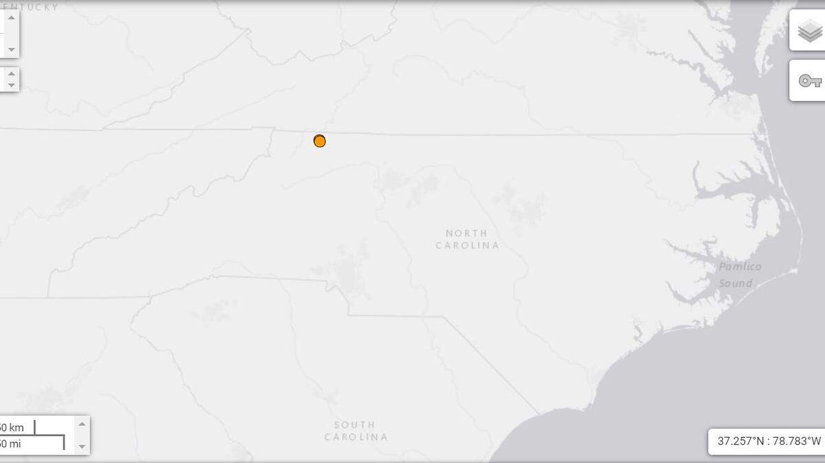 Two earthquakes struck within minutes of each other near the same North Carolina town, geologists say.