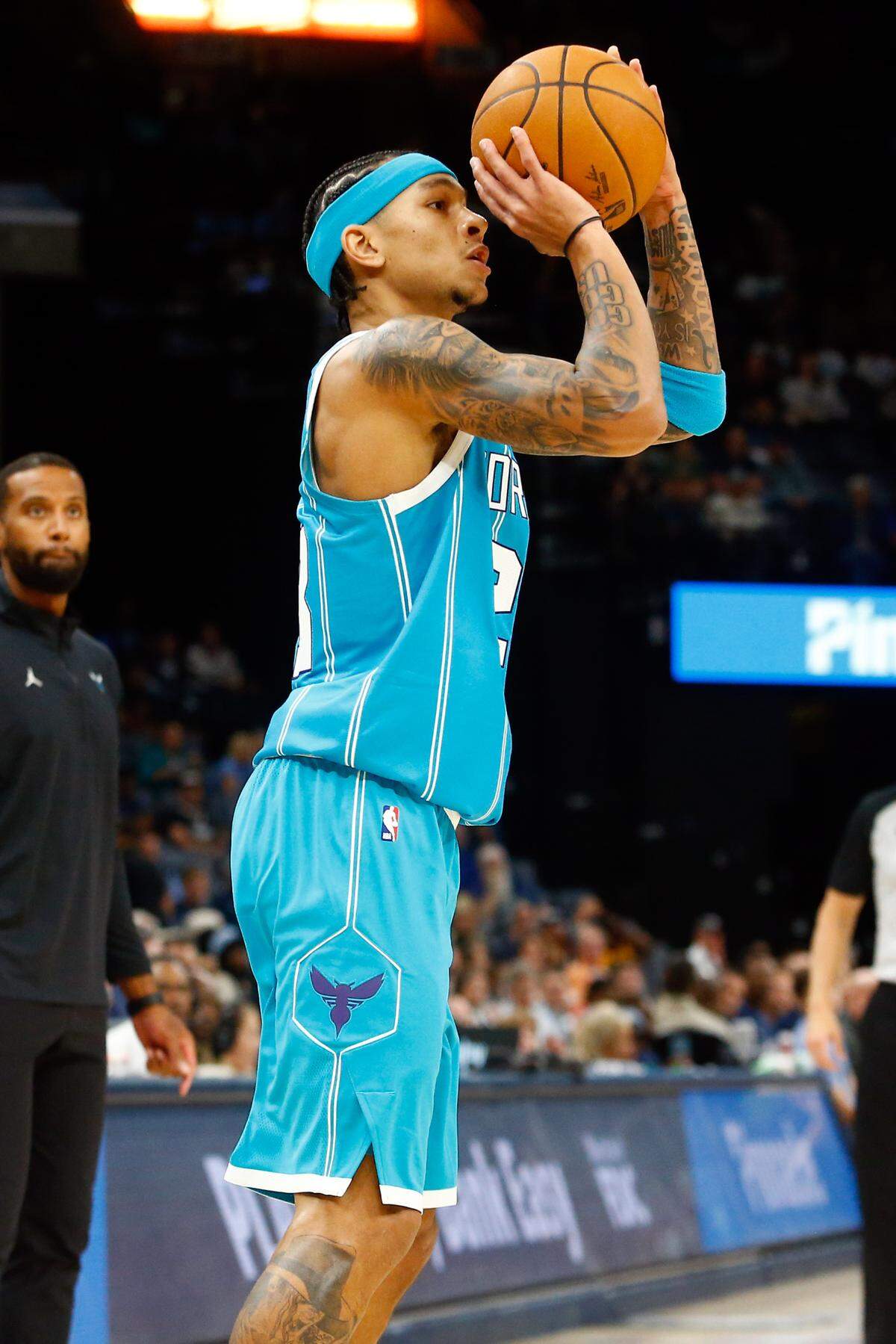 Charlotte Hornets guard Tre Mann. Petre Thomas-Imagn Images