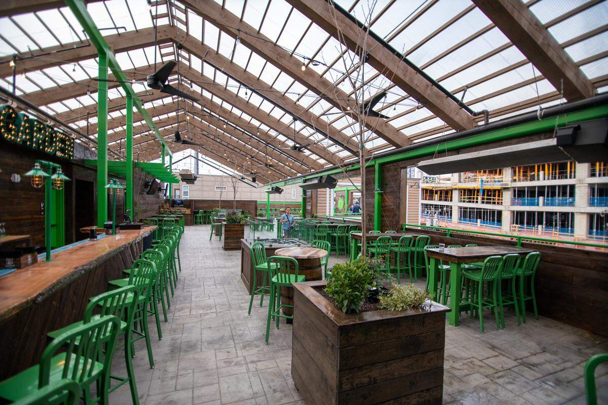 Charlotte Beer Garden has a rooftop bar with a view.