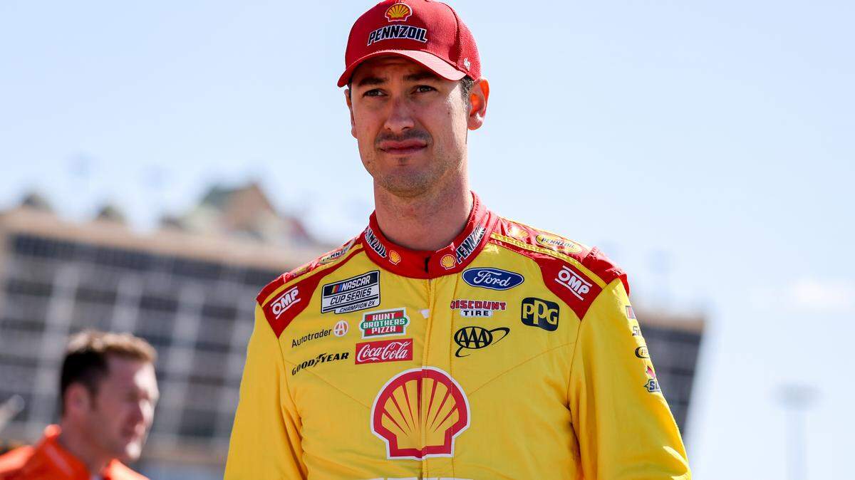 Joey Logano (22), who won last year’s Atlanta race, on pit road prior to qualifying for the 2024 Ambetter Health 400 at Atlanta Motor Speedway.