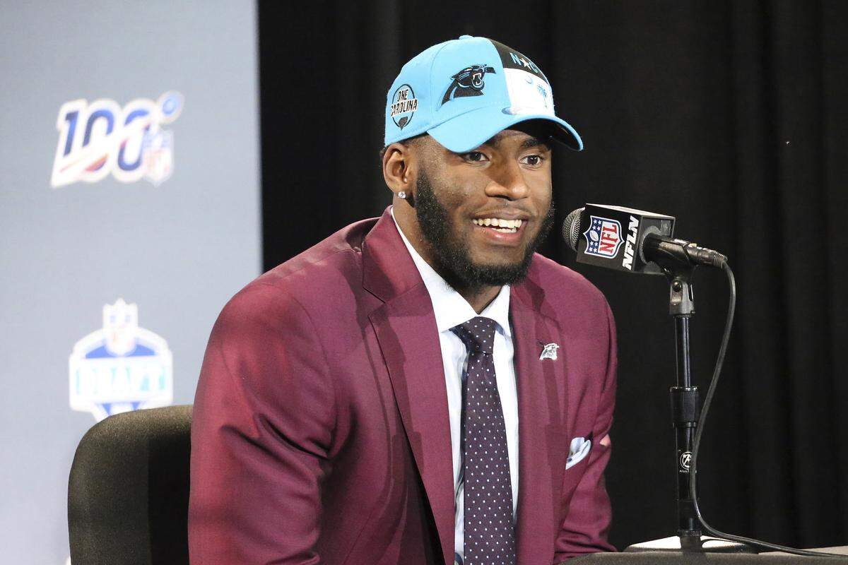 Florida State defensive end Brian Burns speaks at a press conference in Nashville after the Carolina Panthers selected him Thursday in the first round of the NFL Draft.