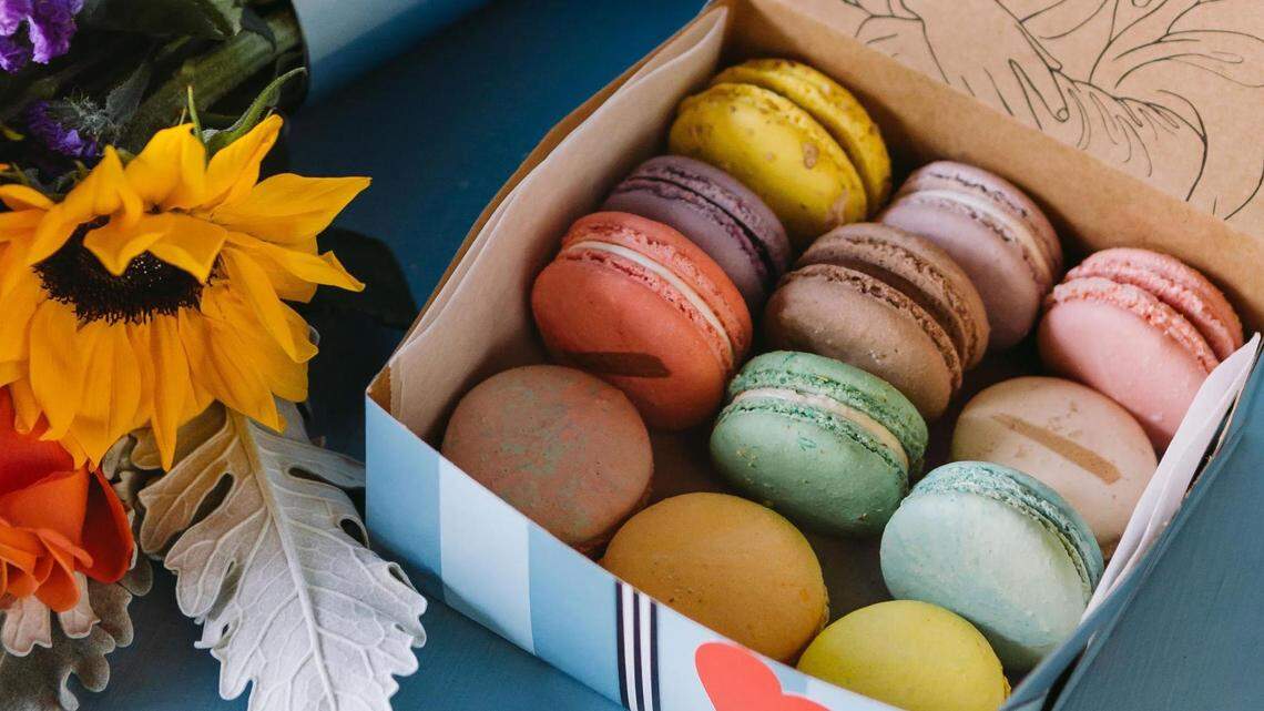 This Mother’s Day, celebrate mom with a family meal and a treat. The “Box of Love” at Amélie's French Bakery and Café includes 12 assorted macarons.