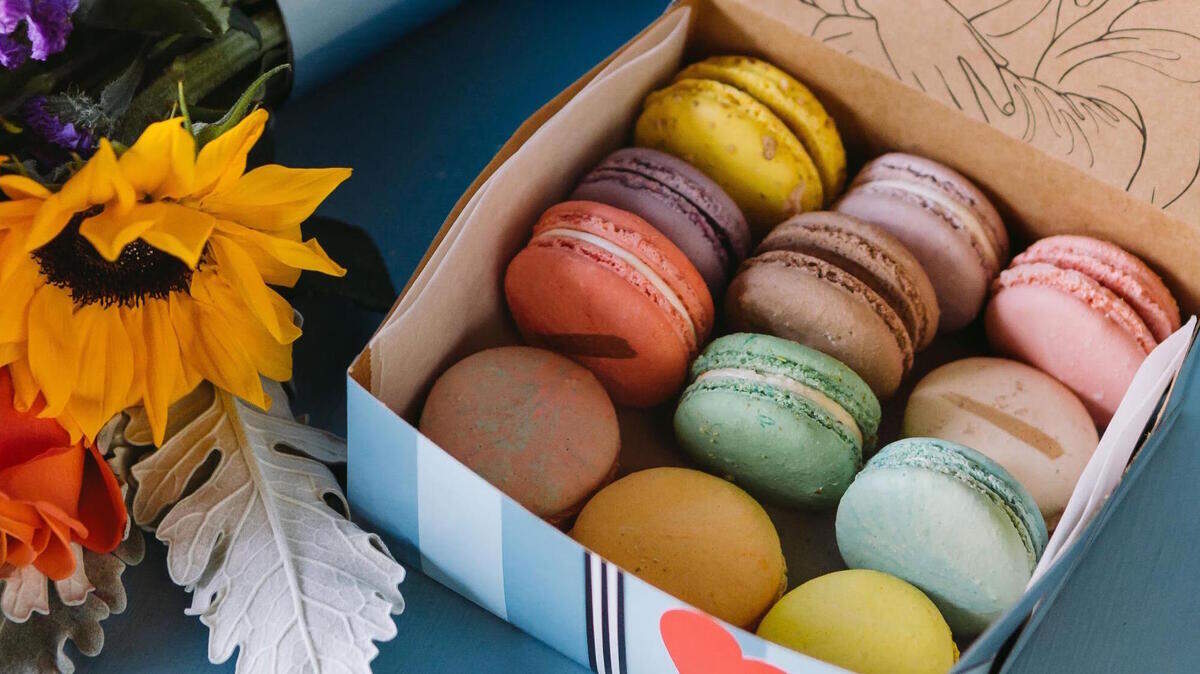 This Mother’s Day, celebrate mom with a family meal and a treat. The “Box of Love” at Amélie's French Bakery and Café includes 12 assorted macarons.