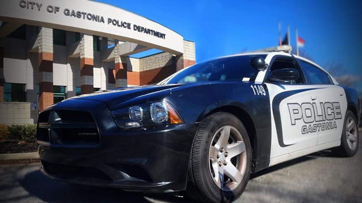 A Gastonia Police Department vehicle in front of the police department.