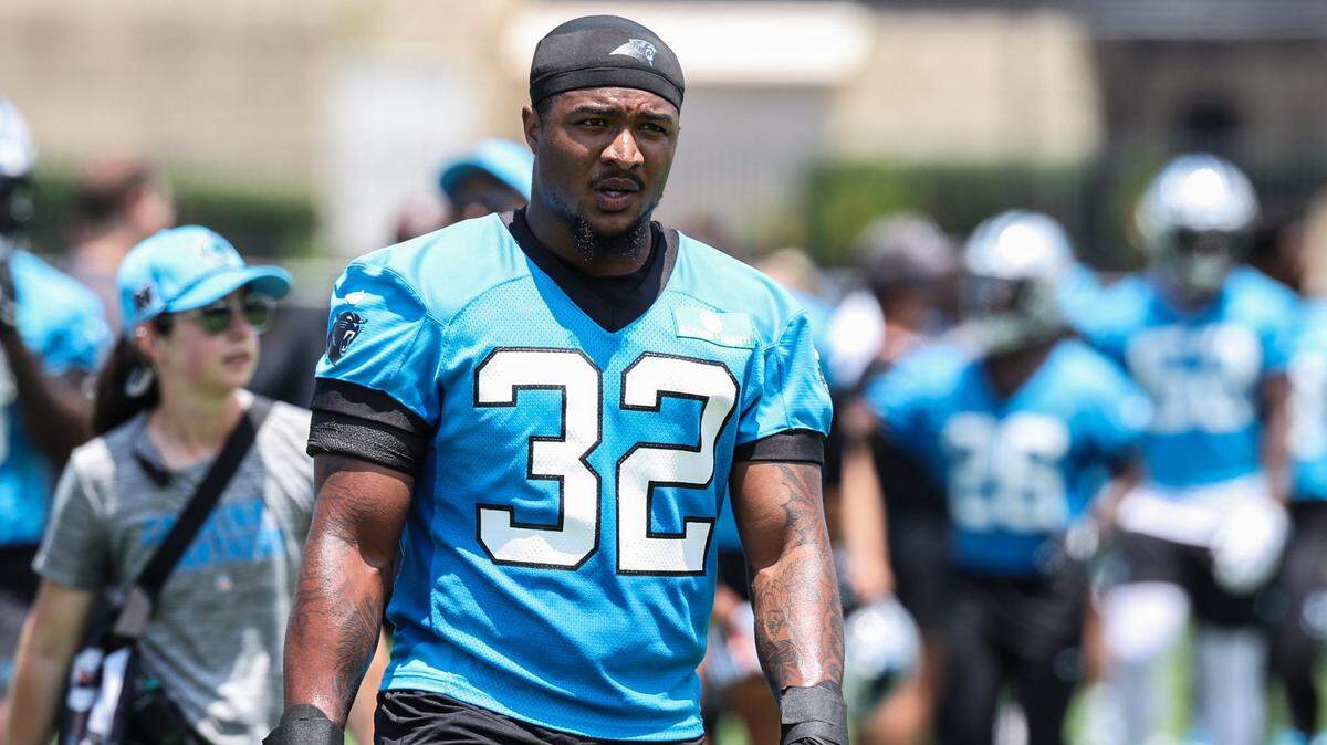 Panthers linebacker Trevin Wallace during the second day of minicamp in Charlotte, NC on Wednesday, June 11, 2025.