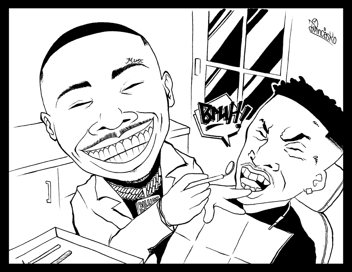 Charlotte artist Francesko Art drew this piece for a drawing prompt called InkTober. The prompt was the word “teeth,” so Francesko drew this sketch of Charlotte native and rapper DaBaby doing dental work on a friend.