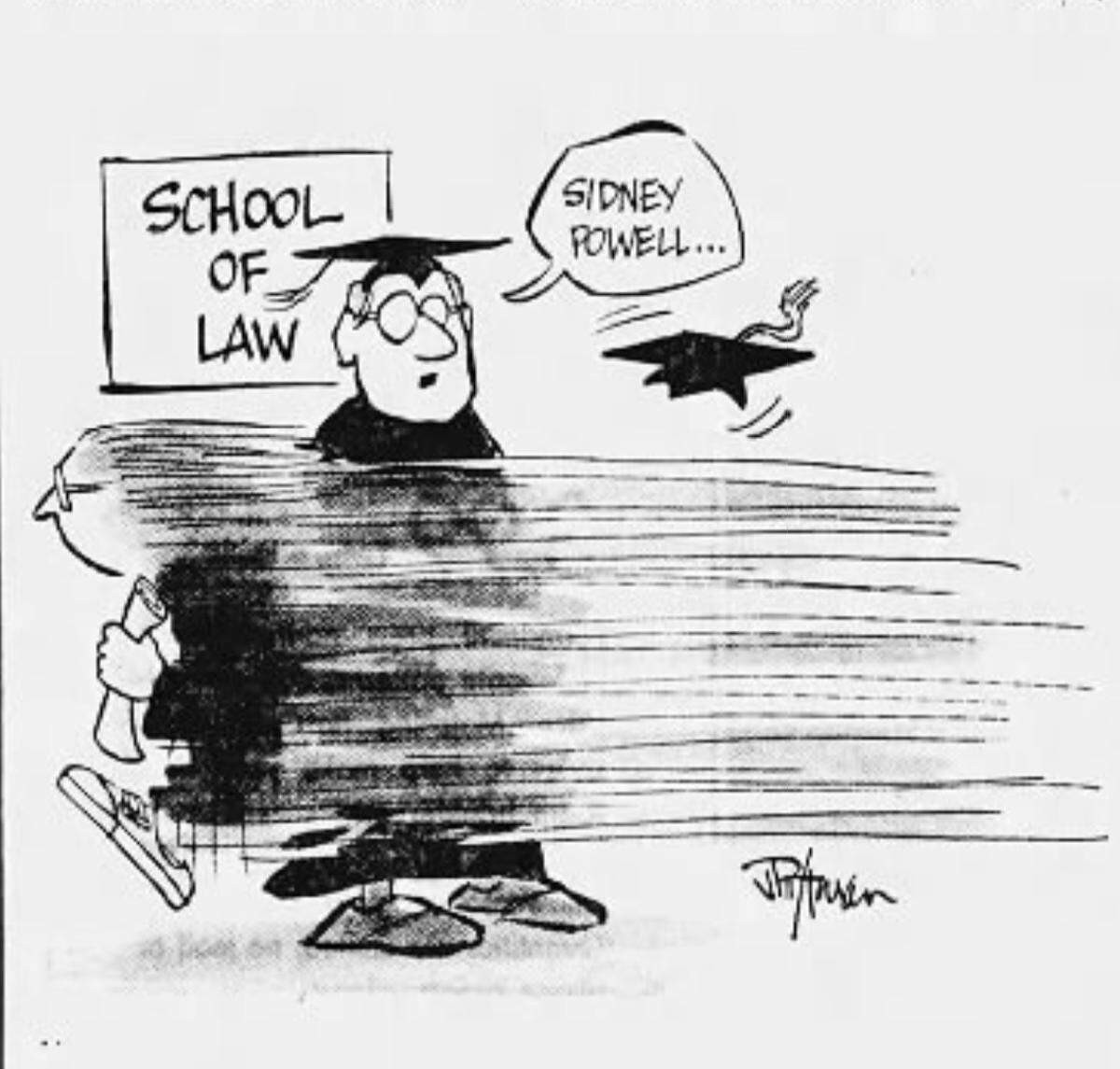 Sidney Powell, in a 1979 cartoon in the News & Observer