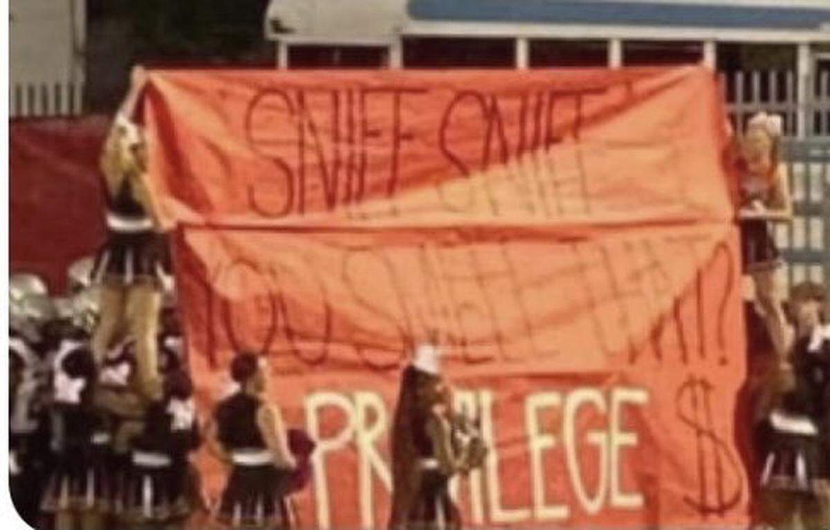 The sign the Butler High football team ran through before Friday’s game against Charlotte Catholic