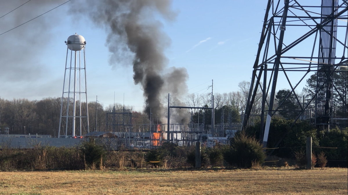 A fire at a Duke Energy power station in Matthews, NC has left over 11,000 residents without power on Friday morning.