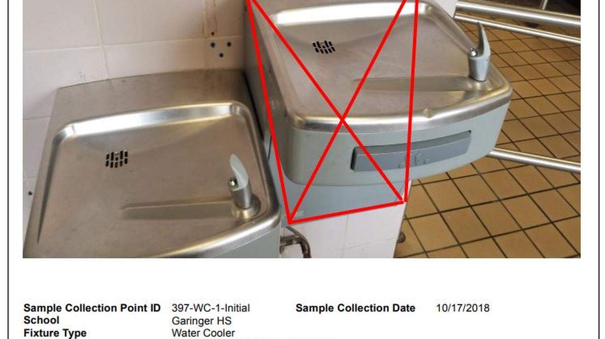 North Carolina’s state budget allocates $32.8 million to test for and remediate lead in drinking water at schools and childcare centers. This picture shows a water fountain in a Charlotte high school cafeteria that had an extremely high level of lead when it was tested in 2018.
