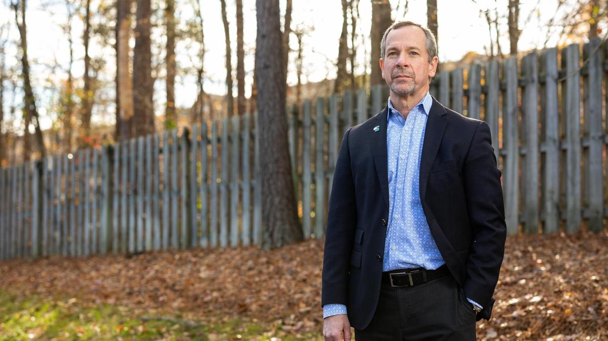 Kyle Kallander, the commissioner of the Big South Conference, stands for a portrait outside of the Big South Headquarters in Charlotte, NC on Friday, December 2, 2022.
