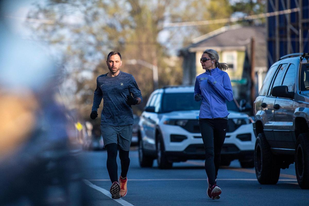 Frank Turner runs down The Plaza in Charlotte in late March, on his way to what at that point will be his longest run (10 miles) since his most recent brain surgery.