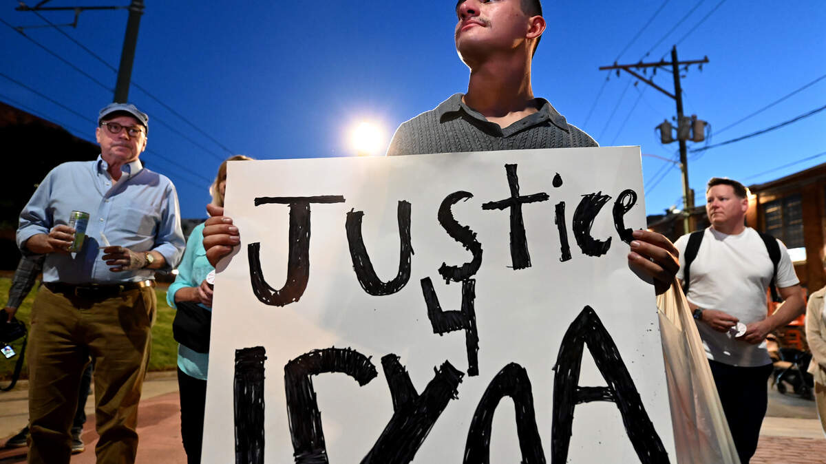 Michael Bermudez drove from Spartanburg, SC to attend a memorial service for Iryna Zarutska on Monday, September 22, 2025. Zarutska a 23-year-old Ukrainian refugee was stabbed to death while riding the Charlotte Lynx Blue Line in Charlotte, NC on Friday, August 22, 2025.