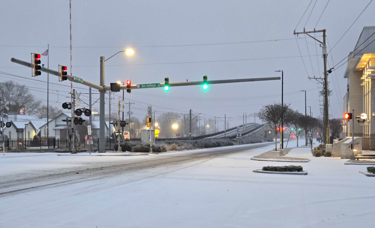 This was the scene early Sunday at the intersection of North Tryon Street and Ken Hoffman Drive, near the Charlotte-Mecklenburg police substation.