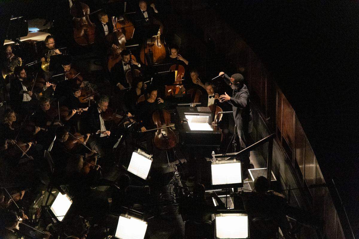 Charlotte Symphony music director Kwame’ Ryan conducting at Houston Grand Opera’s opening night of “Intelligence.” Ryan received a Grammy nomination for the album.