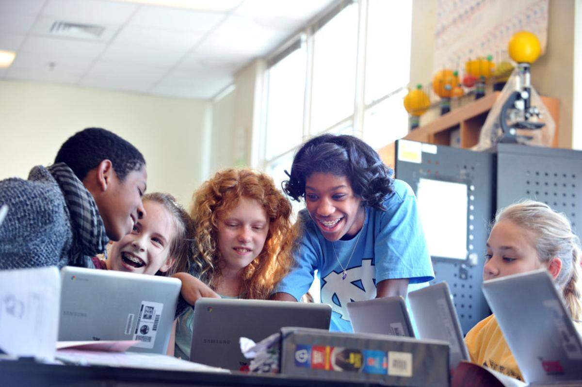 These are IB middle school students in a science class