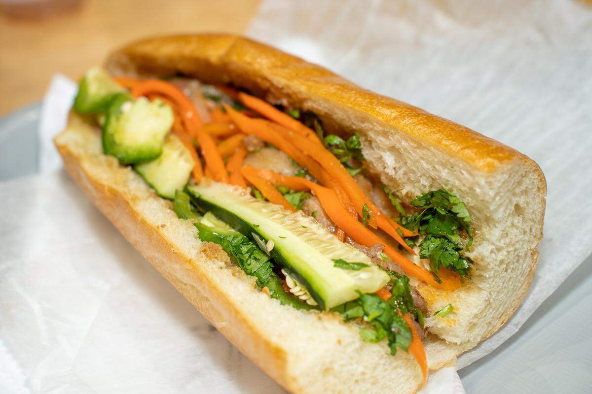 A bahn mi from Saigon Cafe at the new Alley 51 international food hall.