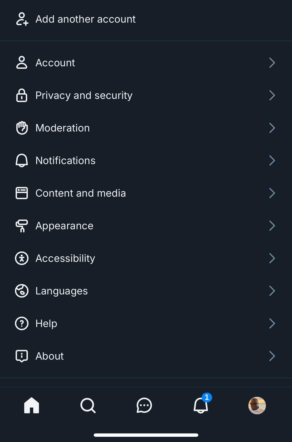 This screenshot shows the settings page on the Bluesky app.