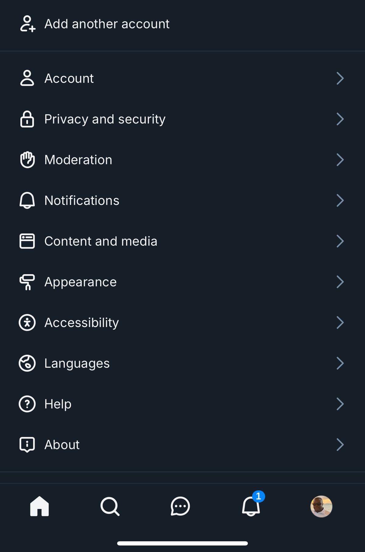 This screenshot shows the settings page on the Bluesky app.