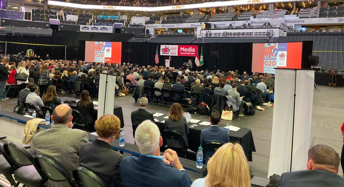 A media walk-thru for the Republican National Convention in November 2019 at the Spectrum Center in Charlotte.