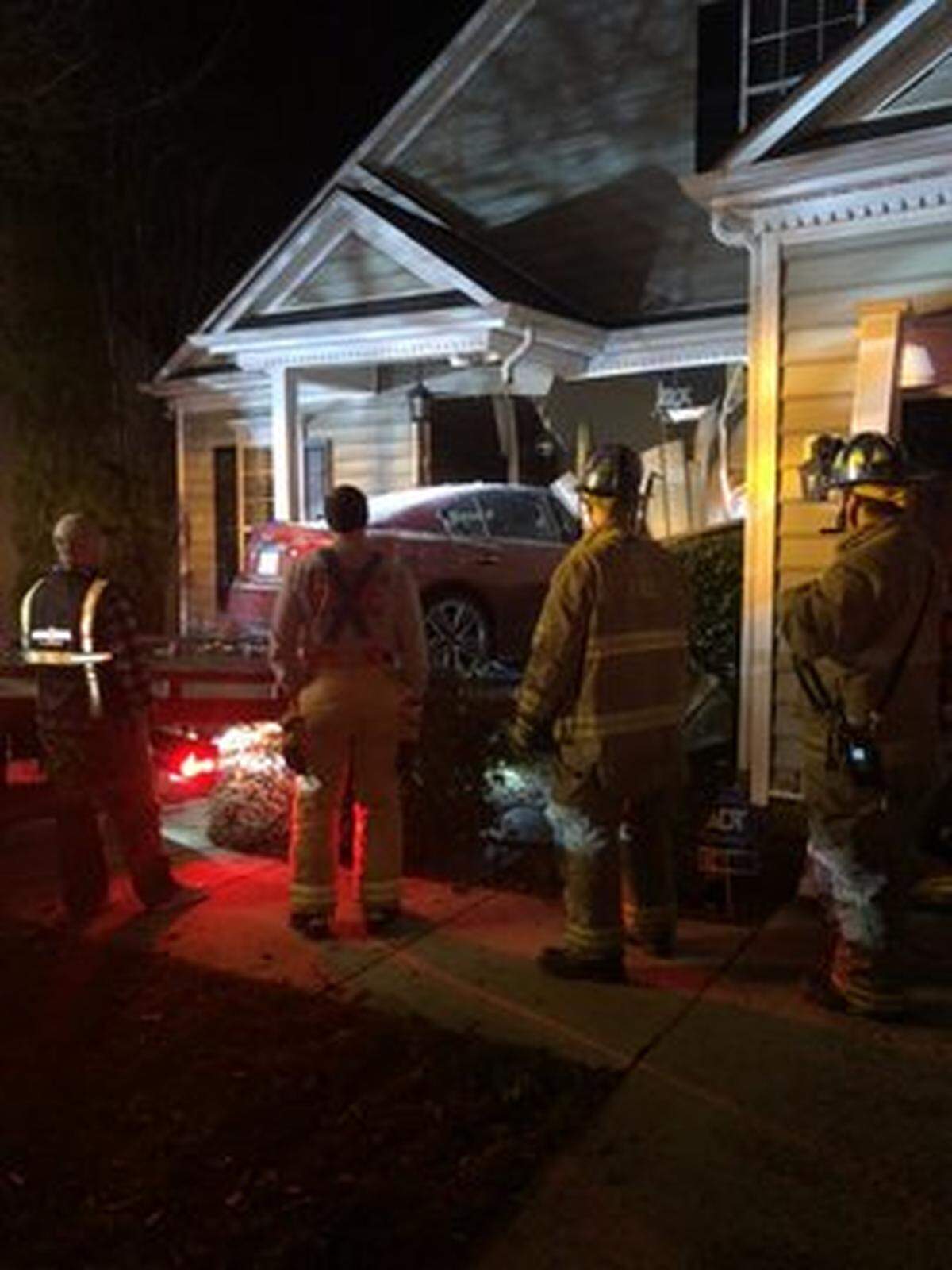 A driver apparently suffered a medical emergency before smashing into this home in Huntersville on Jan. 29, 2021, firefighters said.