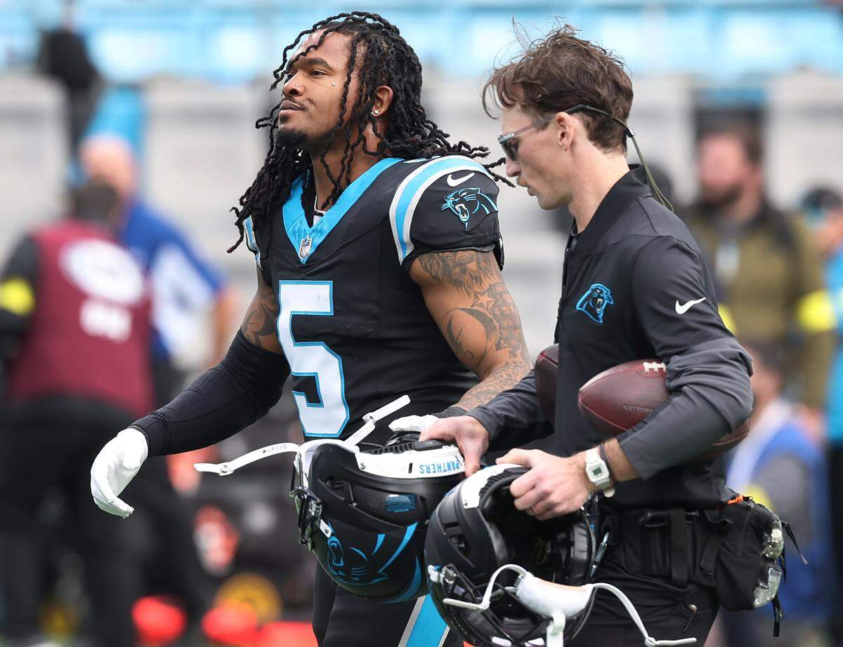 Carolina Panthers running back Rico Dowdle reached the 1,000-yard against the Tampa Bay Buccaneers on Sunday, December 21, 2025 at Bank of America Stadium in Charlotte