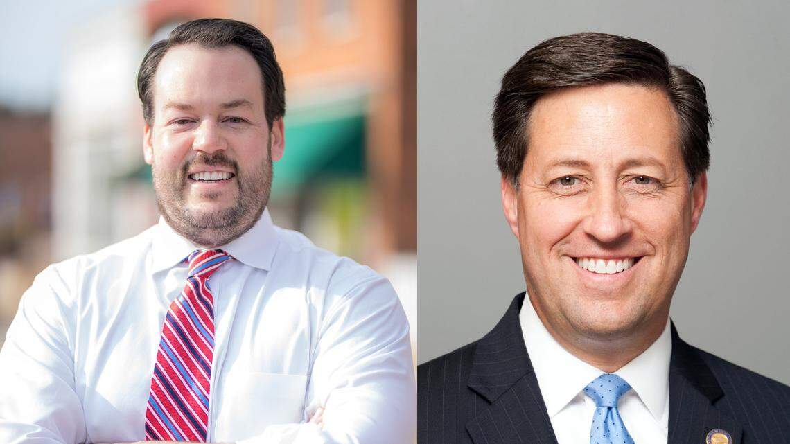 Wesley Harris, left, is the Democratic challenger seeking to unseat Republican incumbent Scott Stone, right, in the N.C. House District 105 race.