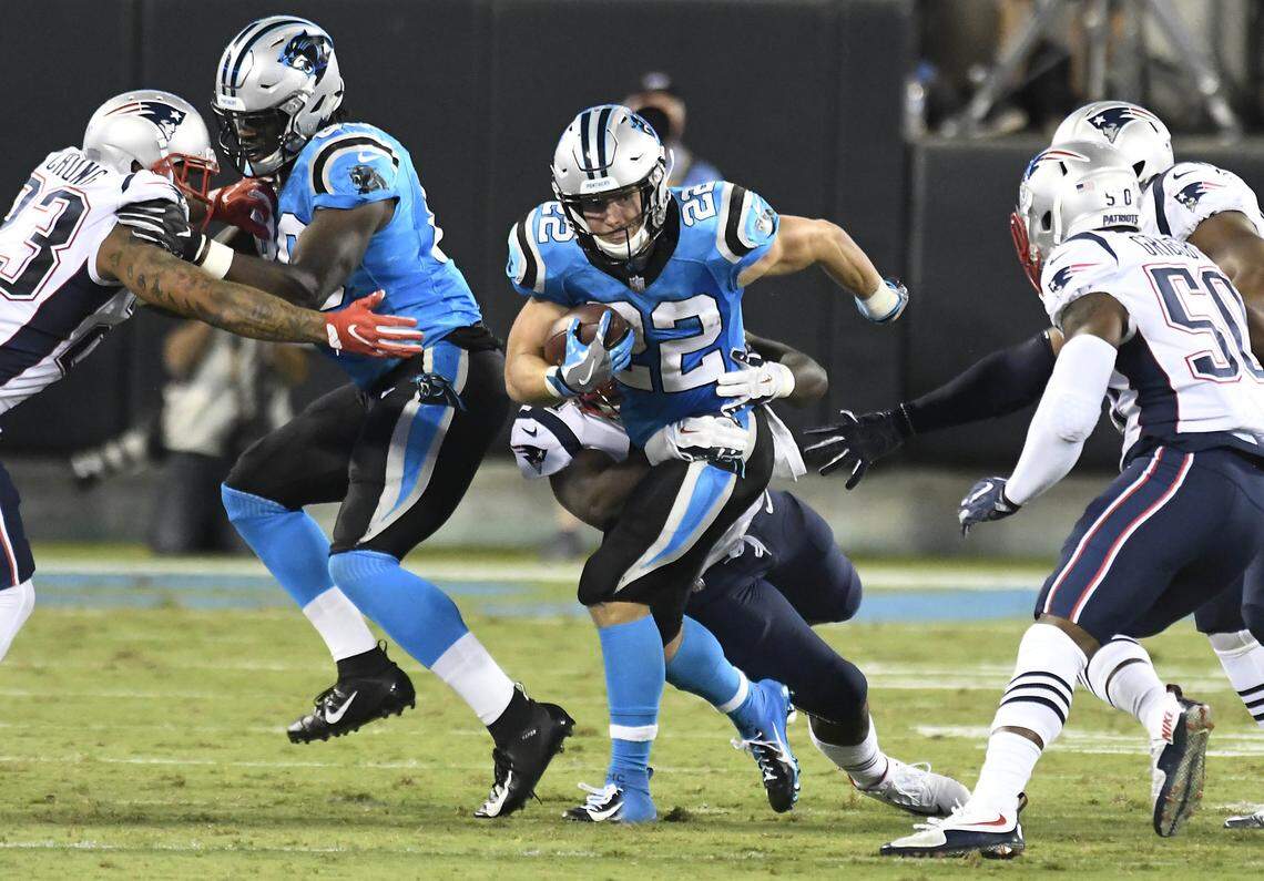Carolina Panthers running back Christian McCaffrey (22) is expected to be the team’s workhorse back in more ways than one this season.