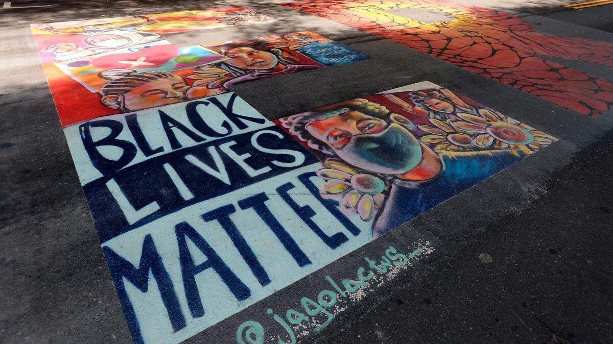 Detail shots of the Black Lives Matter mural painted on  the 200-block of South Tryon Street on Friday, July 10, 2020. 