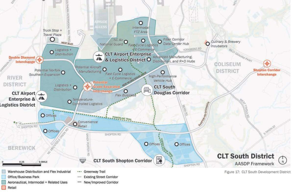 A rendering of CLT South, the Charlotte Douglas International Airport’s proposed Logistics and Distribution Hub.