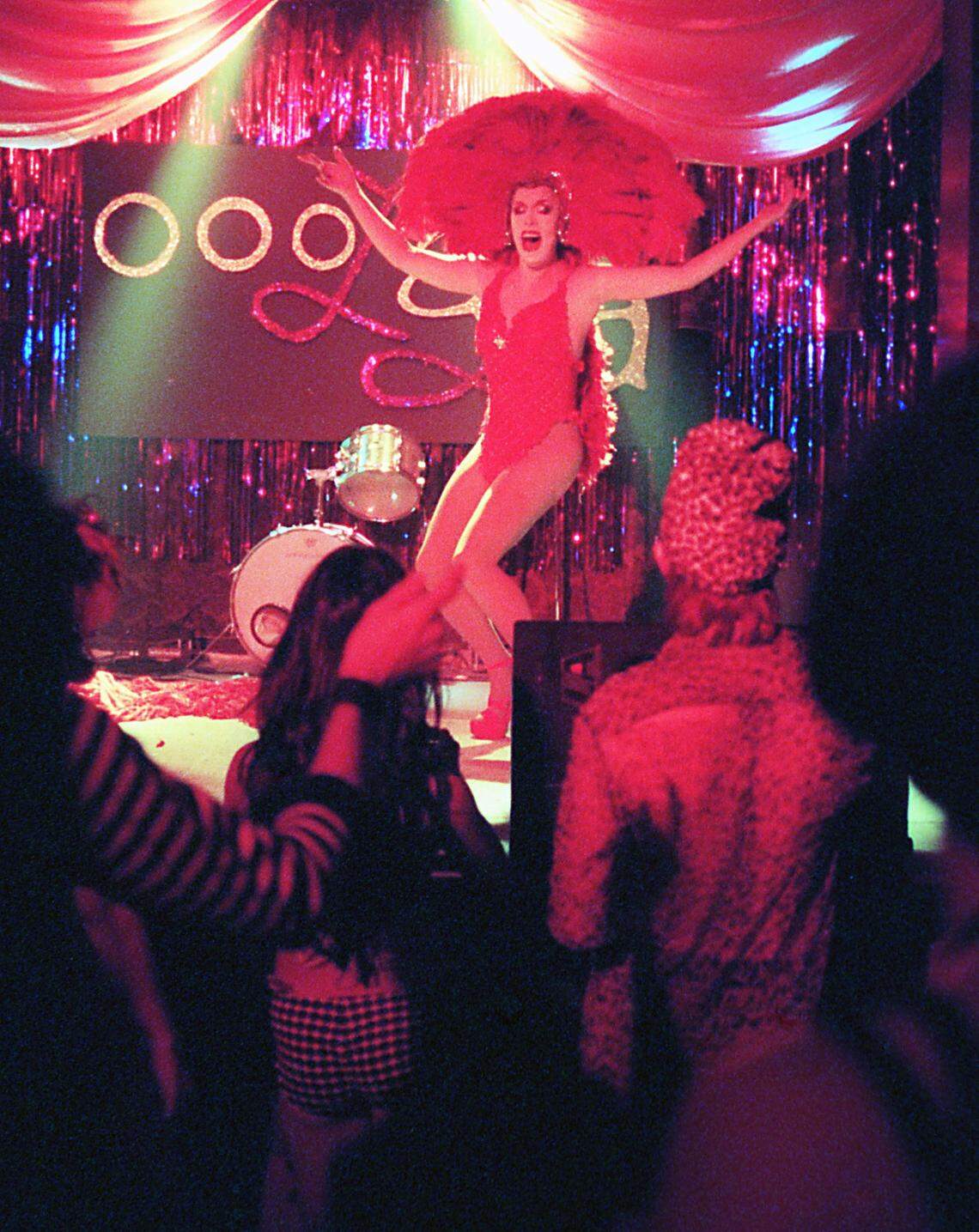 In this June 2000 file photo, Brittney Michaels sings during her act at the Ooo La La party at the Visulite Theatre in Charlotte. CHRIS DOANE